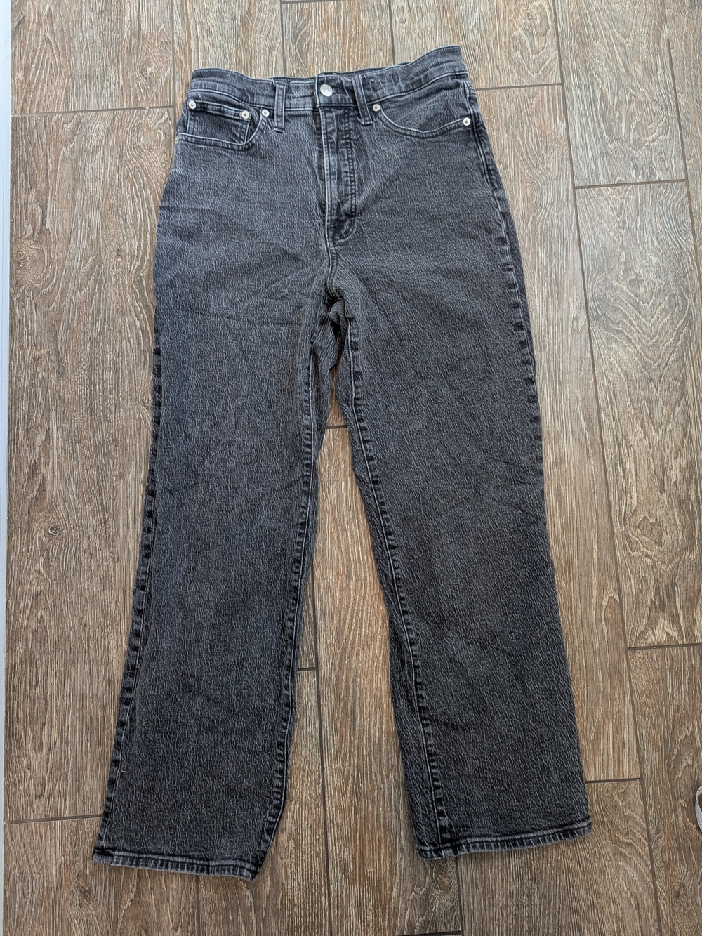 Madewell Perfect Vintage Wide Leg Jean Size 29 Washed Black Grey Stretch